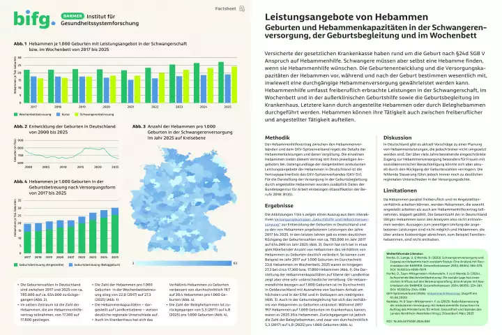 Vorschau Leistungsangebote von Hebammen &ndash;&nbsp;Geburten und Hebammenkapazit&auml;ten in der Schwangerenversorgung, der Geburtsbegleitung und im Wochenbett