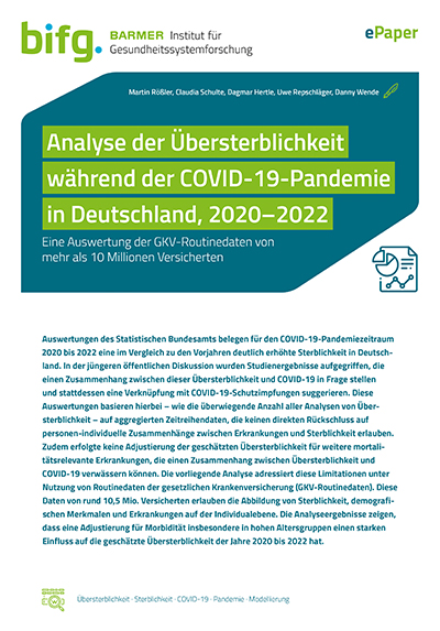 Cover Analyse der Übersterblichkeit während der COVID-19-Pandemie in Deutschland, 2020–2022