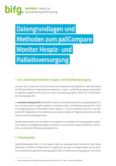 Cover
Datengrundlagen und Methoden zum pallCompare Monitor Hospiz- und Palliativversorgung