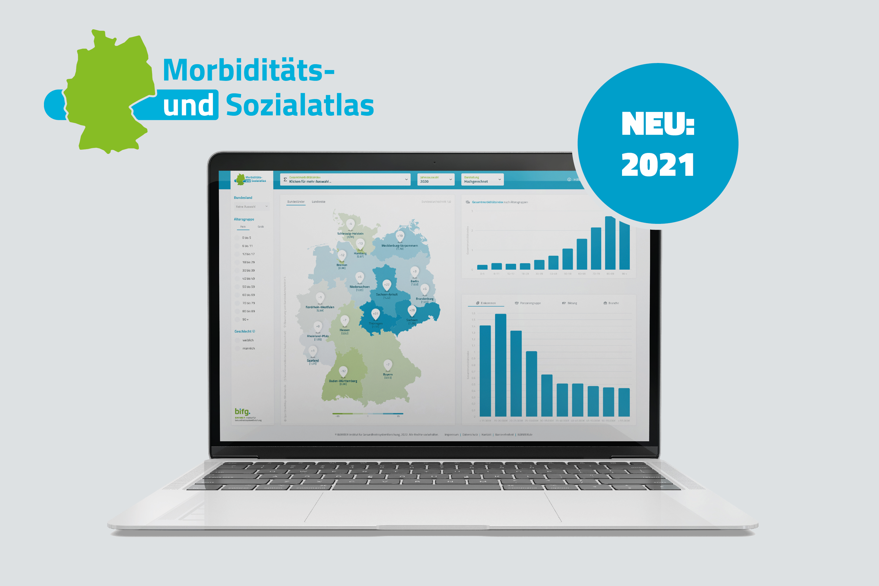 Cover Morbiditäts- und Sozialatlas:
Erweiterung um das Datenjahr 2021